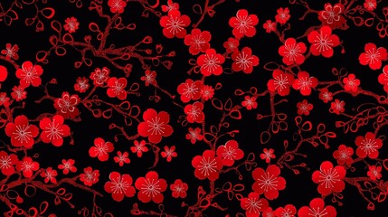 floral pattern inspired by Japan culture, vector design. generative AI