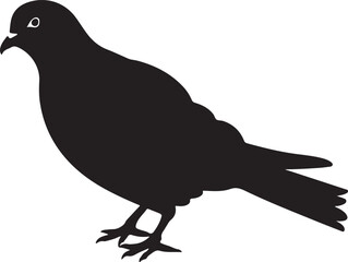 Pigeon Silhouette Vector Illustration White Background