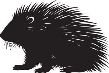 Porcupine Silhouette Vector Illustration White Background
