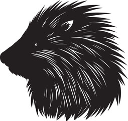 Porcupine Silhouette Vector Illustration White Background