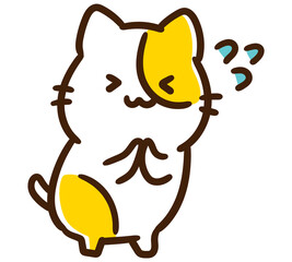 必死でお願いをするかわいいねこのキャラクターのコミカルなイラスト