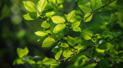 Capturing the Bright Green Spring Leaves in Close Proximity to Forest Blooms