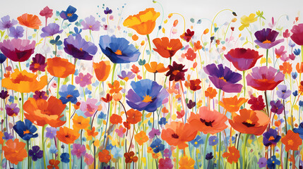 Abstract colorful flowers illustration background poster decorative painting