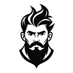 Ornamental, rugged man with stylish hair, beard and mustache. Decorative illustration for barbershop logo, emblem, tattoo, embroidery, laser cutting vector