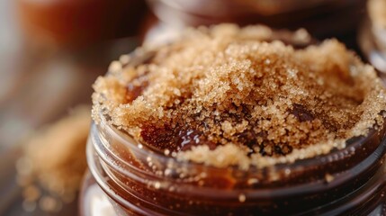 Close up of Cumberland fruit jam topped with brown sugar