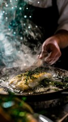 Chef serving flounder at a haunted historical inn spooky and delicious