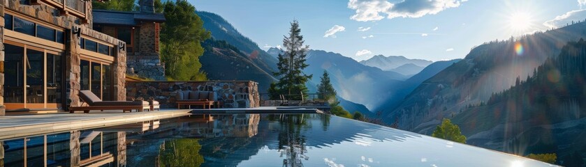 Fototapeta premium Chef serving flounder at a mountain retreat high-altitude flavors