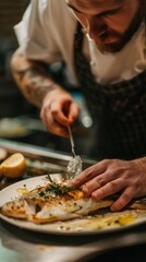 Chef serving flounder during an old town exploration cultural and historic