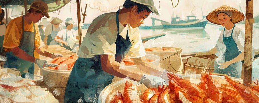 Chef sourcing local flounder from fishermen promoting sustainable seafood