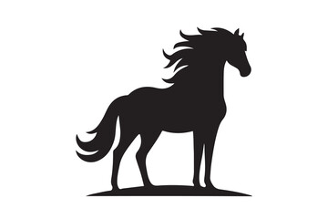 isolated black silhouette of a horse collection, Set of horse silhouette vector. A silhouette of a running horse, horse silhouette vector illustration