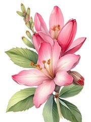 Fototapeta premium Clove Pink Flower Watercolor Plant Nature Art