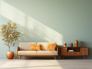 living room in modern mid-century style with copy space for Commercial photography
