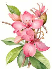Fototapeta premium Clove Pink Flower Watercolor Plant Nature Art