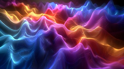 Obraz premium Mesmerizing Waves of Vibrant Quantum Energy Abstract Digital Painting of Undulating Chromatic Fields