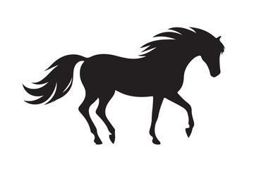 isolated black silhouette of a horse collection, Set of horse silhouette vector. A silhouette of a running horse, horse silhouette vector illustration