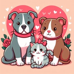 Many dogs and a cat image art attractive has illustrative meaning used for printing illustrator.