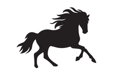 isolated black silhouette of a horse collection, Set of horse silhouette vector. A silhouette of a running horse, horse silhouette vector illustration