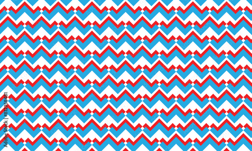 Poster abstract simple monochrome geometric red blue wave pattern.