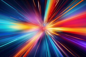 Fast light streaks with bright colors Background. generative ai