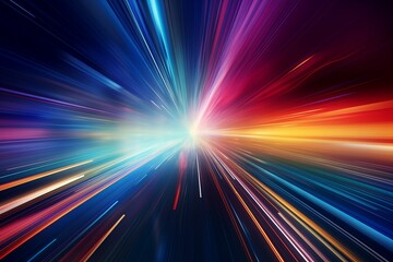 Fast light streaks in a futuristic picture with bright colors, sharp details, and a wide view Wallpaper. generative ai