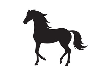 isolated black silhouette of a horse collection, Set of horse silhouette vector. A silhouette of a running horse, horse silhouette vector illustration