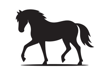 isolated black silhouette of a horse collection, Set of horse silhouette vector. A silhouette of a running horse, horse silhouette vector illustration