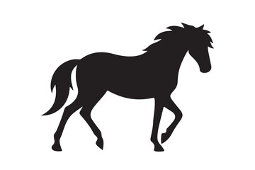 isolated black silhouette of a horse collection, Set of horse silhouette vector. A silhouette of a running horse, horse silhouette vector illustration