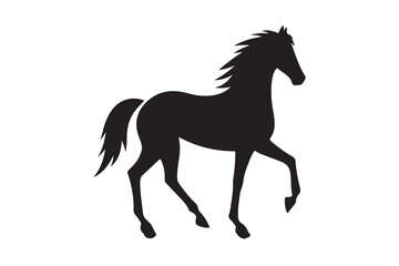 isolated black silhouette of a horse collection, Set of horse silhouette vector. A silhouette of a running horse, horse silhouette vector illustration