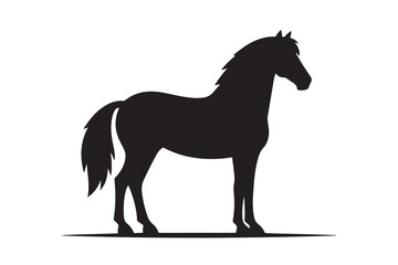 isolated black silhouette of a horse collection, Set of horse silhouette vector. A silhouette of a running horse, horse silhouette vector illustration