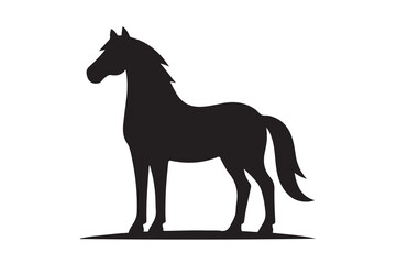 isolated black silhouette of a horse collection, Set of horse silhouette vector. A silhouette of a running horse, horse silhouette vector illustration