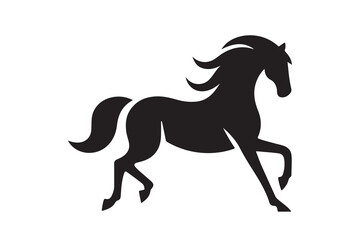 isolated black silhouette of a horse collection, Set of horse silhouette vector. A silhouette of a running horse, horse silhouette vector illustration