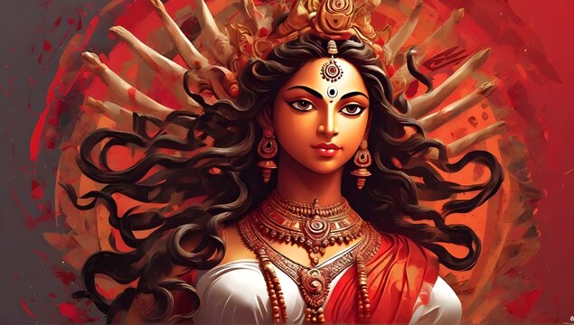 Maa Durga digital art navratri special devi Durga digital artgenerate ai