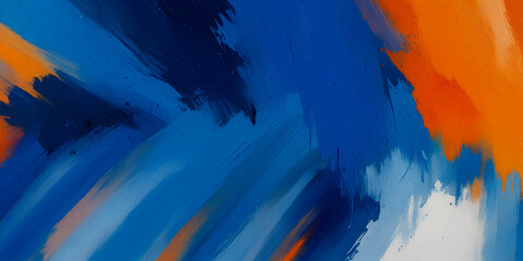Closeup of abstract rough colorful blue orange multicolored art painting texture, with oil or...