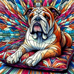 A stained glass of a dog image photo harmony used for printing illustrator.
