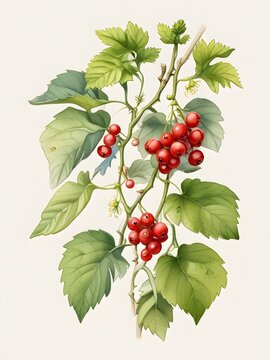 Bryony Fruit Watercolor Plant Nature Art