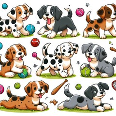 Obraz premium Many cartoon dogs photo attractive has illustrative meaning illustrator.