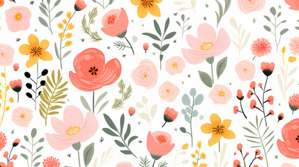 Colorful floral illustration poster decorative painting background