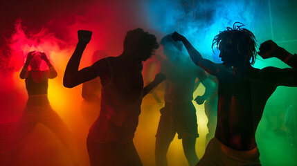 Young people dancing in ecstasy