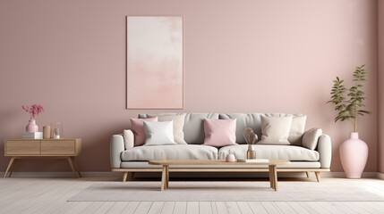 Minimal living room with pastel light and copy space for Commercial photography