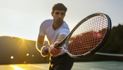 tennis player hits the ball