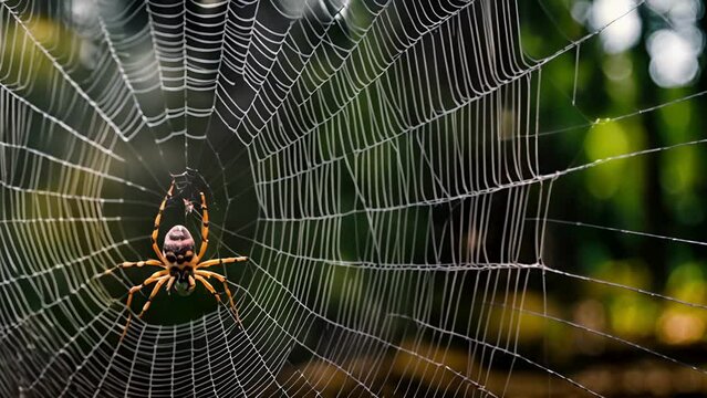 a spider building its web home