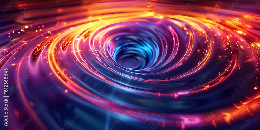 Poster captivating futuristic vortex of glowing ethereal waves and vibrant prismatic patterns