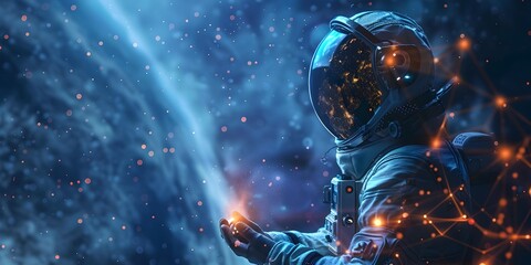 Intrepid Space Traveler Communicating with Earth Through Galactic Transmissions