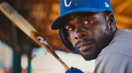 a baseball player holding a bat in his hand