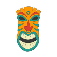 Tribal Hawaii Totem African Traditional. Ethnic Tiki Mask Illustration. Isolated on White Background.