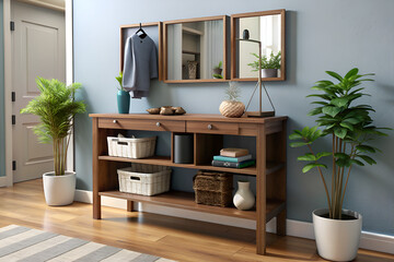Compact console table for entryway organization