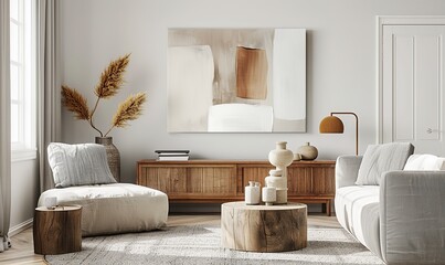 interior design,Minimalistic Modern Living Room with Modern Abstract Wall Art Painting Enhancing...