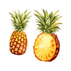 a drawing of pineapples with a slice cut out of it