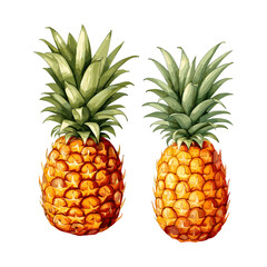 a drawing of pineapples with a slice cut out of it