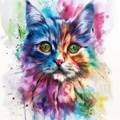 Una imagen de un gatito,explosivamente colorida